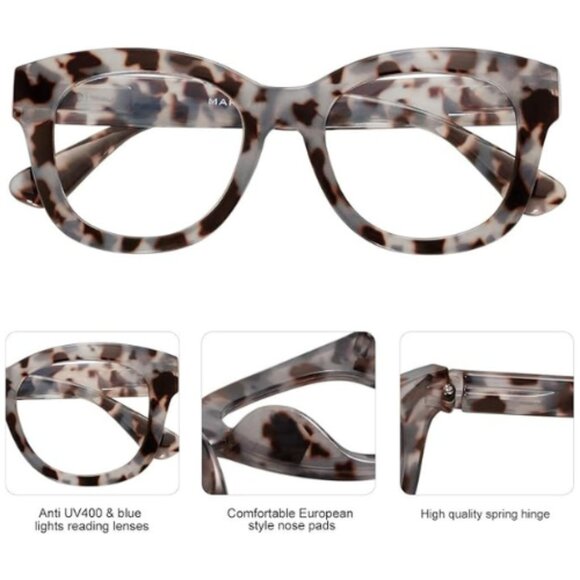 Retro Oversized Reading Glasses for Women Blue Light Blocking Computer Readers - Picture 2 of 5